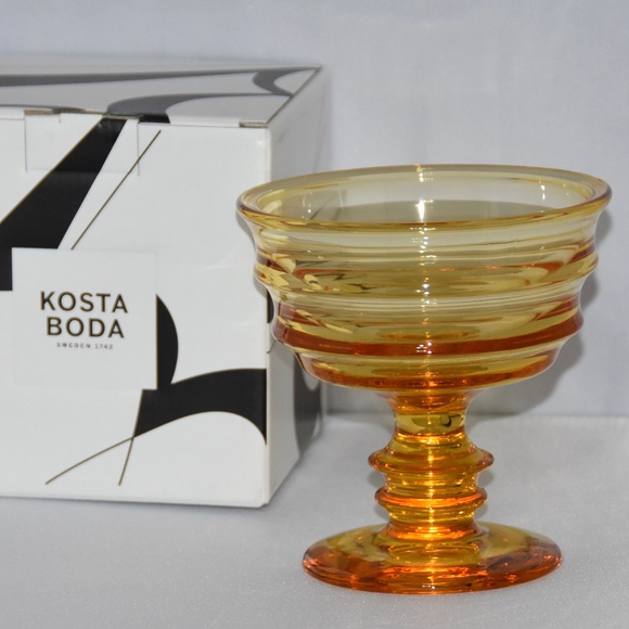 Kosta Boda Compote Amber Glass by me Martti Rytkonen Footed Bowl NEW!!!